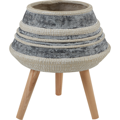 Beliani Athaea - Maceta pintada a mano con patas de madera - Estilo industrial Beliani Athaea - Maceta pintada a mano con patas de madera - Estilo industrial