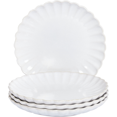 Juego de 4 Platos de Postre Nettle Gres Blanco - Vajilla Juego de 4 Platos de Postre Nettle Gres Blanco - Vajilla