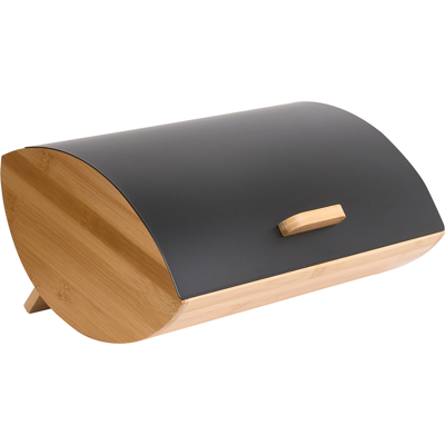 BELIANI Panera De Metal De Bambú Con Tapa De Metal Decorativo 36 X 25 X 16 Cm Negro Epicurien BELIANI Panera De Metal De Bambú Con Tapa De Metal Decorativo 36 X 25 X 16 Cm Negro Epicurien