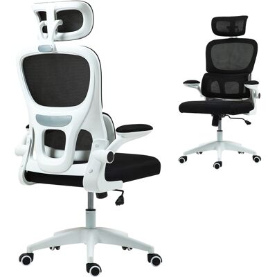 JHY DESIGN Silla De Oficina Giratoria Con Reposacabezas Y Altura Ajustables, Reposabrazos Abatibles E Inclinación, Color Negro. JHY DESIGN Silla De Oficina Giratoria Con Reposacabezas Y Altura Ajustables, Reposabrazos Abatibles E Inclinación, Color Negro.