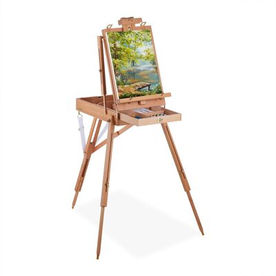 Relaxdays - Caballete Portátil De Madera, Para Adultos, Altura E Inclinación Regulables, Tablero Xl Con Cajón, Natural Relaxdays - Caballete Portátil De Madera, Para Adultos, Altura E Inclinación Regulables, Tablero Xl Con Cajón, Natural