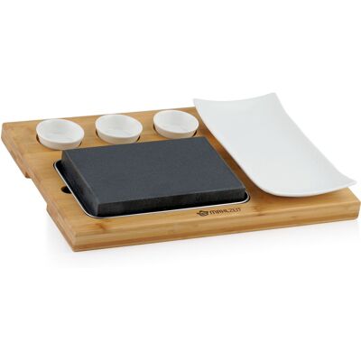 Mahlzeit - Juego de piedra volcánica - 7 piezas - piedra caliente Mahlzeit - Juego de piedra volcánica - 7 piezas - piedra caliente