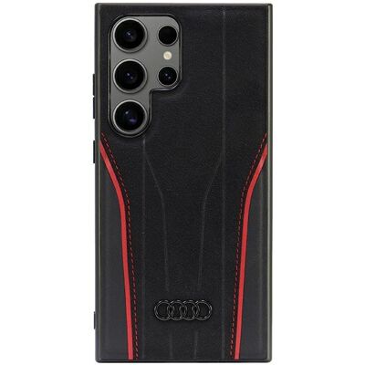 Audi Cuero Genuino MagSafe S24 Ultra S928 - Carcasa dura negro-rojo Audi Cuero Genuino MagSafe S24 Ultra S928 - Carcasa dura negro-rojo