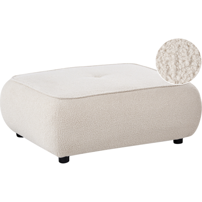 BELIANI Otomana Tapizada De Bouclé Reposapiés Cuadrado Acolchado Diseño Decorativo Moderno Blanco Crema Salla BELIANI Otomana Tapizada De Bouclé Reposapiés Cuadrado Acolchado Diseño Decorativo Moderno Blanco Crema Salla