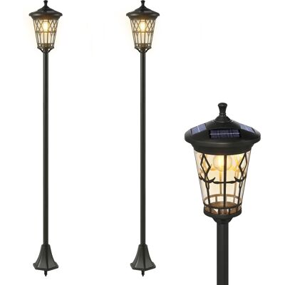 Outsunny Set De 2 Farolas Solares De Jardín De Acero Inoxidable Con Altura Ajustable, 2 Modos De Brillo, Ip44 Impermeable, 23,5x23,5x186 Cm, Negro Outsunny Set De 2 Farolas Solares De Jardín De Acero Inoxidable Con Altura Ajustable, 2 Modos De Brillo, Ip44 Impermeable, 23,5x23,5x186 Cm, Negro