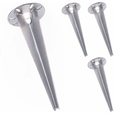 Relaxdays: Set De 4 Anclajes De Suelo Para Lámparas De Jardín, Pasacables, 30 Cm, Acero Inoxidable, Plateado Relaxdays: Set De 4 Anclajes De Suelo Para Lámparas De Jardín, Pasacables, 30 Cm, Acero Inoxidable, Plateado