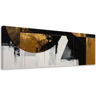 FEEBY Impresión De Imagen, Abstracción Formas Negro Dorado, 150x50 FEEBY Impresión De Imagen, Abstracción Formas Negro Dorado, 150x50
