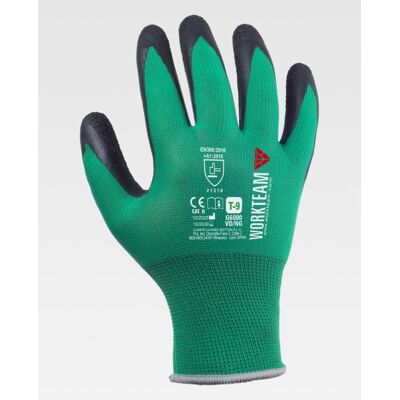Guantes De 13 Galgas, Con Soporte De Poliéster Y Recubimiento De Látex Rugoso Workteam G6000 (12 Pares) 10 Verde / Negro Guantes De 13 Galgas, Con Soporte De Poliéster Y Recubimiento De Látex Rugoso Workteam G6000 (12 Pares) 10 Verde / Negro