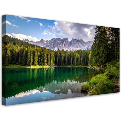 FEEBY Impresión De Imagen, Paisaje Lago Montañas Bosque Naturaleza, 120x60 FEEBY Impresión De Imagen, Paisaje Lago Montañas Bosque Naturaleza, 120x60