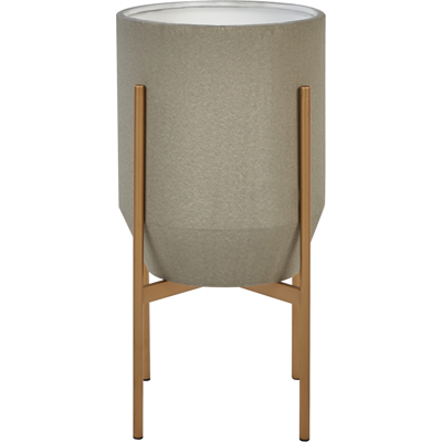 BELIANI Macetero Glamuroso Para Interior Y Exterior 33 X 33 X 62 Cm Metal Gris Hybridum BELIANI Macetero Glamuroso Para Interior Y Exterior 33 X 33 X 62 Cm Metal Gris Hybridum