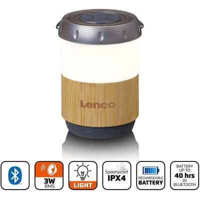 Lenco Altavoz Bluetooth Tipo Linterna, Bambú, Batería De 40 Horas, Ipx4 Lenco Altavoz Bluetooth Tipo Linterna, Bambú, Batería De 40 Horas, Ipx4
