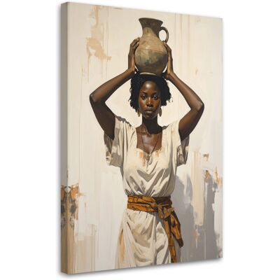 FEEBY Impresión De Imagen, Retrato De Estilo Étnico De Una Mujer Con Una Jarra En La Cabeza En Tonos Naturales, 70x100 FEEBY Impresión De Imagen, Retrato De Estilo Étnico De Una Mujer Con Una Jarra En La Cabeza En Tonos Naturales, 70x100