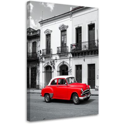 FEEBY Impresión De Imagen, Coche Retro Rojo Aparcado En Una Calle De La Habana Cuba, 60x90 FEEBY Impresión De Imagen, Coche Retro Rojo Aparcado En Una Calle De La Habana Cuba, 60x90