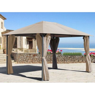 QUICK STAR Pabellón metálico de jardín 3x4m Beige con 4 paneles - Carpa de jardín QUICK STAR Pabellón metálico de jardín 3x4m Beige con 4 paneles - Carpa de jardín