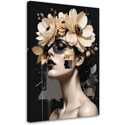 FEEBY Impresión De Imagen Retrato Femenino Con Corona Floral En Estilo Glamour 60x90 FEEBY Impresión De Imagen Retrato Femenino Con Corona Floral En Estilo Glamour 60x90