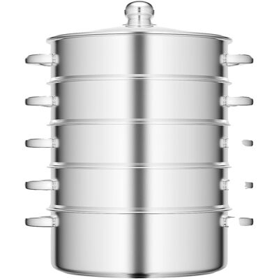 OEM Vaporera, Diseño De 5 Niveles, Acero Inoxidable De Alta Calidad, Color Plata. OEM Vaporera, Diseño De 5 Niveles, Acero Inoxidable De Alta Calidad, Color Plata.