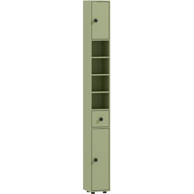 JHY DESIGN Armario De Baño Estrecho Con Cajón Y 4 Compartimentos Abiertos Para Espacios Pequeños, 20 X 20 X 180 Cm, Verde JHY DESIGN Armario De Baño Estrecho Con Cajón Y 4 Compartimentos Abiertos Para Espacios Pequeños, 20 X 20 X 180 Cm, Verde