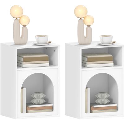JHY DESIGN Set Di 2 Comodini Con Vani A Giorno, Design Arcuato, 40 X 30 X 60 Cm, Bianco JHY DESIGN Set Di 2 Comodini Con Vani A Giorno, Design Arcuato, 40 X 30 X 60 Cm, Bianco