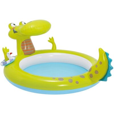 Trade Shop Piscina Inflable Infantil en Forma de Cocodrilo - Rociador de Agua - 198x160x91cm Trade Shop Piscina Inflable Infantil en Forma de Cocodrilo - Rociador de Agua - 198x160x91cm