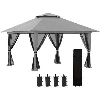 JHY DESIGN Cenador Plegable, Altura Regulable, 4 Laterales De Malla, Techo Ventilado, Bolsa De Transporte, Montaje Rápido, Gris Oscuro, 4 X 4 X 3 M JHY DESIGN Cenador Plegable, Altura Regulable, 4 Laterales De Malla, Techo Ventilado, Bolsa De Transporte, Montaje Rápido, Gris Oscuro, 4 X 4 X 3 M