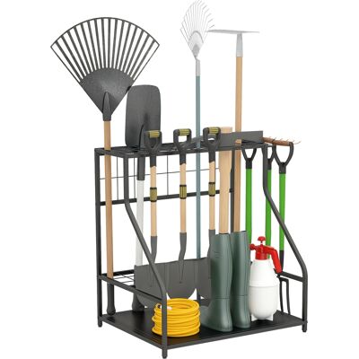 JHY DESIGN Organizzatore Per Attrezzi Da Giardino Con Ganci, Porta Attrezzi Da Garage A 3 Livelli, 84 X 53 X 73 Cm, Arancione JHY DESIGN Organizzatore Per Attrezzi Da Giardino Con Ganci, Porta Attrezzi Da Garage A 3 Livelli, 84 X 53 X 73 Cm, Arancione