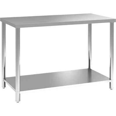 JHY DESIGN Banco Da Lavoro In Acciaio Inox Con 2 Ripiani, Per Officina, Garage, Capannone, 120x60x86 Cm, Argento JHY DESIGN Banco Da Lavoro In Acciaio Inox Con 2 Ripiani, Per Officina, Garage, Capannone, 120x60x86 Cm, Argento