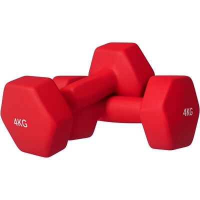 JHY DESIGN Juego De 2 Mancuernas Hexagonales Con Mangos Antideslizantes Para Entrenamientos En Casa, 2 X 4 Kg, Color Rojo. JHY DESIGN Juego De 2 Mancuernas Hexagonales Con Mangos Antideslizantes Para Entrenamientos En Casa, 2 X 4 Kg, Color Rojo.
