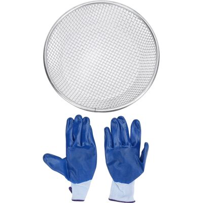 GRID COOL Tamiz De Acero Inoxidable Para Arena, Tierra Para Macetas Y Compost De Jardín, Con Capacidad Para 50 Kg, Incluye Guantes Antideslizantes Y Orificio De 6 Mm / 0,24 Pulg. GRID COOL Tamiz De Acero Inoxidable Para Arena, Tierra Para Macetas Y Compost De Jardín, Con Capacidad Para 50 Kg, Incluye Guantes Antideslizantes Y Orificio De 6 Mm / 0,24 Pulg.