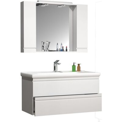Conjunto de baño VCM de 3 piezas con lavabo de cerámica y espejo Conjunto de baño VCM de 3 piezas con lavabo de cerámica y espejo