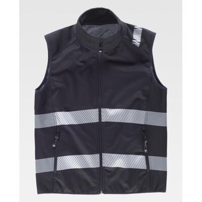 Chaleco De Cuello Alto Workshell Con Cintas Reflectantes S9233 Workteam S Negro Chaleco De Cuello Alto Workshell Con Cintas Reflectantes S9233 Workteam S Negro