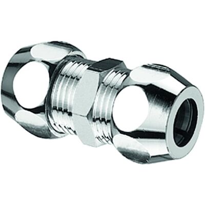 Schell Modelo 064380699 Conector de doble compresión para tubos de cobre - Cromo Schell Modelo 064380699 Conector de doble compresión para tubos de cobre - Cromo