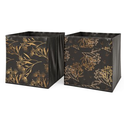Caja de almacenamiento plegable Vicco - 30x30x30 cm - Negro/Dorado Caja de almacenamiento plegable Vicco - 30x30x30 cm - Negro/Dorado