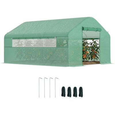 JHY DESIGN Invernadero Tipo Túnel De 4x3x2 M Con 2 Ventanas, Cubierta De Pe Resistente A Los Rayos Uv Y 1 Puerta Enrollable Con Cremallera (verde). JHY DESIGN Invernadero Tipo Túnel De 4x3x2 M Con 2 Ventanas, Cubierta De Pe Resistente A Los Rayos Uv Y 1 Puerta Enrollable Con Cremallera (verde).