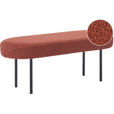 BELIANI Banco Tapizado De Bouclé Ovalado Patas De Metal Estilo Rústico Retro Marrón Dorado Wolfeboro BELIANI Banco Tapizado De Bouclé Ovalado Patas De Metal Estilo Rústico Retro Marrón Dorado Wolfeboro