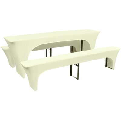 DÉCOSHOP26 Juego de fundas para mesa y bancos - Crema - Protección para picnic DÉCOSHOP26 Juego de fundas para mesa y bancos - Crema - Protección para picnic