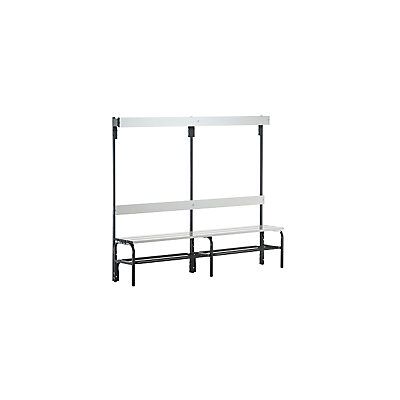 Banco de vestuario de acero inoxidable Sypro - 1650x375mm, 2000mm, 6 ganchos Banco de vestuario de acero inoxidable Sypro - 1650x375mm, 2000mm, 6 ganchos