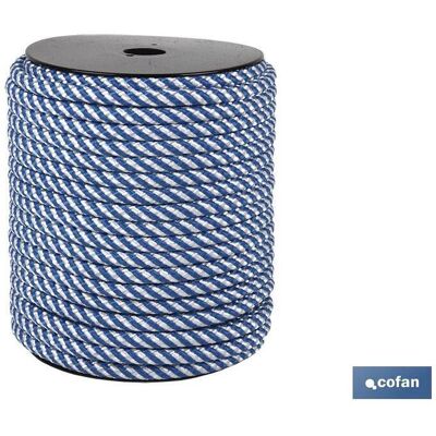 Cuerda Helicoidal 10mm 50 M. Bco/azul , Cuerda Trenzada Helicoidal 100% Polipropileno Color Azul/blanco, Realizada Con Alma Trenzada En 8 Cabos Y 24 Cabos En Granete. Cuerda - Cofan Cuerda Helicoidal 10mm 50 M. Bco/azul , Cuerda Trenzada Helicoidal 100% Polipropileno Color Azul/blanco, Realizada Con Alma Trenzada En 8 Cabos Y 24 Cabos En Granete. Cuerda - Cofan