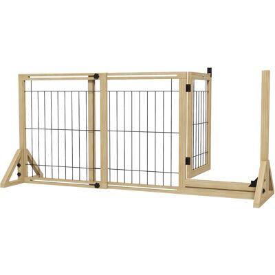 JHY DESIGN Valla Para Mascotas Extensible De 2 Paneles Con Patas De Soporte Triangulares 112-159 X 44 X 70 Cm Natural JHY DESIGN Valla Para Mascotas Extensible De 2 Paneles Con Patas De Soporte Triangulares 112-159 X 44 X 70 Cm Natural