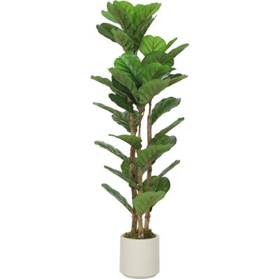 JHY DESIGN Pianta Artificiale Da Interno, Alta 120 Cm, Ficus Lyrata Con Vaso In Plastica E Tronco In Legno Massello, Colore Verde. JHY DESIGN Pianta Artificiale Da Interno, Alta 120 Cm, Ficus Lyrata Con Vaso In Plastica E Tronco In Legno Massello, Colore Verde.