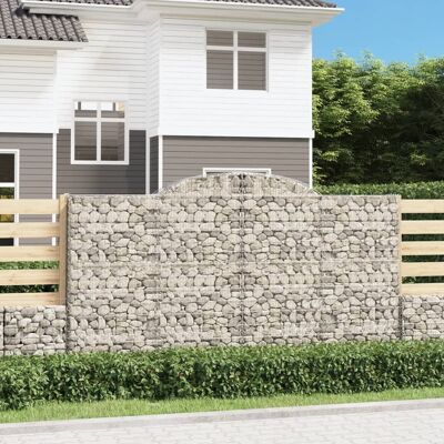 Cesta de gaviones arqueada vidaXL - Muro decorativo de jardín - Plateado Cesta de gaviones arqueada vidaXL - Muro decorativo de jardín - Plateado