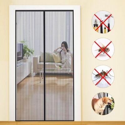 SANS MARQUE Mosquitera Negra De 120x210 Cm, Malla Ultrafina, Magnética, Para Puertas Y Ventanas, Contra Moscas E Insectos, Cierre Magnético, Instalación Sin Taladros Con Tira Adhesiva. SANS MARQUE Mosquitera Negra De 120x210 Cm, Malla Ultrafina, Magnética, Para Puertas Y Ventanas, Contra Moscas E Insectos, Cierre Magnético, Instalación Sin Taladros Con Tira Adhesiva.