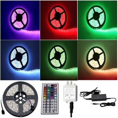 Trade Shop - Strip Led Striscia Multicolor Rgb De 5 Metri Bobina Smd 5050 Impermeabile 12v - Trade Shop - Strip Led Striscia Multicolor Rgb De 5 Metri Bobina Smd 5050 Impermeabile 12v -