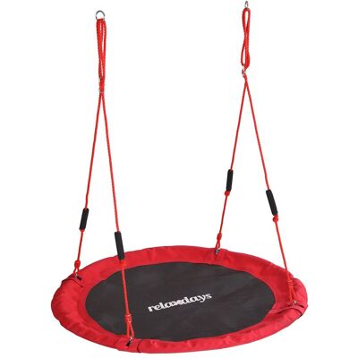 Relaxdays Columpio Nido Redondo, Mangos Acolchados, Niños, Ajustable, Exterior, Ø: 120 Cm, Hasta 100 Kg, Rojo Relaxdays Columpio Nido Redondo, Mangos Acolchados, Niños, Ajustable, Exterior, Ø: 120 Cm, Hasta 100 Kg, Rojo