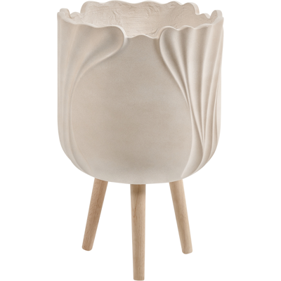 BELIANI Maceta De Magnesio Con Forma De Flor Escultural Con Patas Para Jardín Interior Exterior Resistente A La Intemperie 24 L Beige Claro Arpone BELIANI Maceta De Magnesio Con Forma De Flor Escultural Con Patas Para Jardín Interior Exterior Resistente A La Intemperie 24 L Beige Claro Arpone