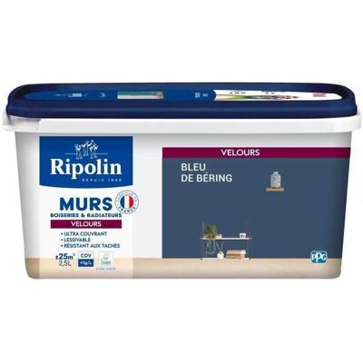 RIPOLIN Bering Azul Terciopelo Decoración de Paredes & Radiadores - Pintura para Pared 2,5L RIPOLIN Bering Azul Terciopelo Decoración de Paredes & Radiadores - Pintura para Pared 2,5L
