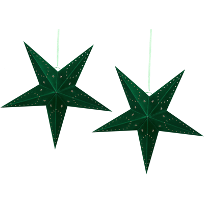 BELIANI Conjunto De 2 Estrellas Led De Papel Verde Esmeralda 60 Cm Terciopelo Motti BELIANI Conjunto De 2 Estrellas Led De Papel Verde Esmeralda 60 Cm Terciopelo Motti