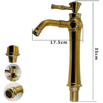 Trade Shop - Rubinetto Miscelatore Monocomando Lavabo Lavello Cucina Alto Ottone Dorato Oro - Trade Shop - Rubinetto Miscelatore Monocomando Lavabo Lavello Cucina Alto Ottone Dorato Oro -