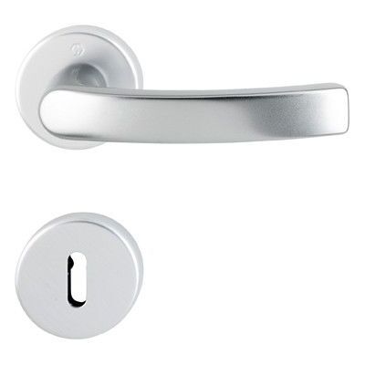 Juego de manijas de puerta Hoppe Luxembourg - Rosetas redondas - Puerta interior - 8mm cuadrado - Acabado en acero Juego de manijas de puerta Hoppe Luxembourg - Rosetas redondas - Puerta interior - 8mm cuadrado - Acabado en acero