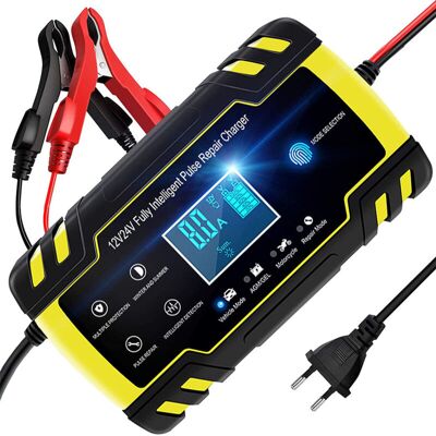 JUSCH Rectificador De Batería Inteligente Para Coche Y Motocicleta, 12 V/24 V, Velocidad De Carga Máxima De 8 A, Regulación De Voltaje, Función De Reparación De Batería Por Pulsos, Pantalla Táctil Lcd Negra JUSCH Rectificador De Batería Inteligente Para Coche Y Motocicleta, 12 V/24 V, Velocidad De Carga Máxima De 8 A, Regulación De Voltaje, Función De Reparación De Batería Por Pulsos, Pantalla Táctil Lcd Negra