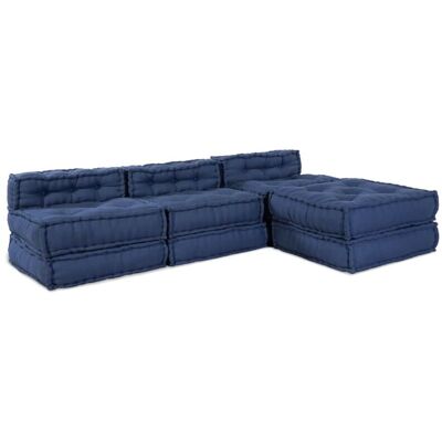 vidaXL - Pouffe 4piez Indigo Algodón Grande - Navy - Set de pouffes vidaXL - Pouffe 4piez Indigo Algodón Grande - Navy - Set de pouffes